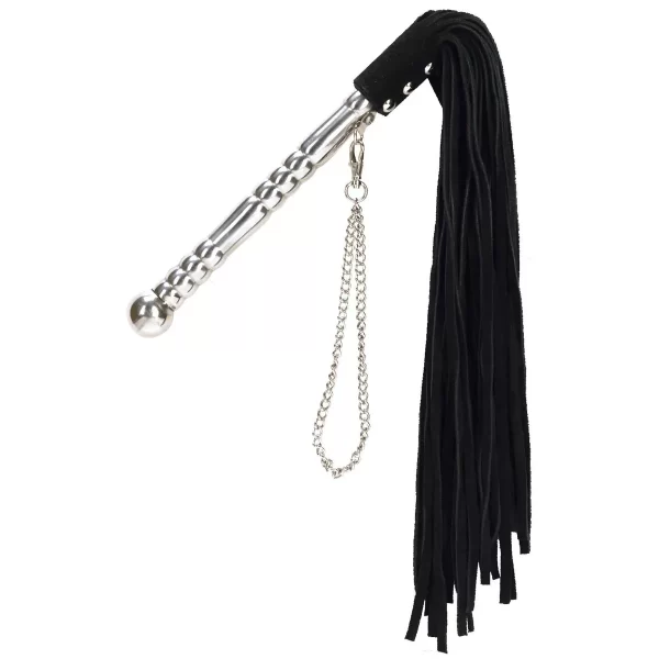 Punishment Black Whip with Silver Handle