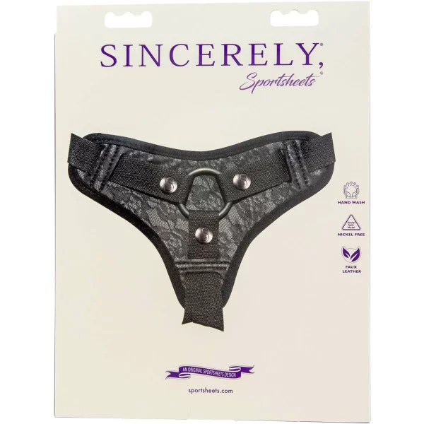 Sportsheets Sincerely - Lace Strap-On - Black - Image 2